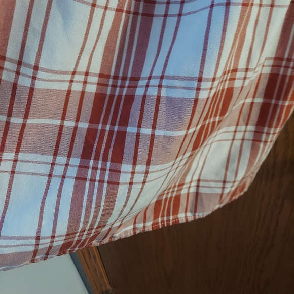 Monteau Los Angeles Rust White Plaid Mini Dress Small Puff  3/4 Sleeves - Picture 4 of 7